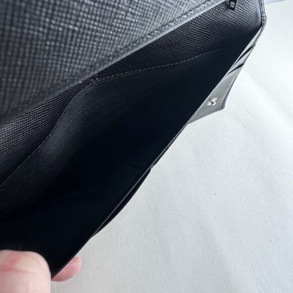 Prada Saffiano Black Leather Flap Continental Long Wallet with Chain - Picture 8 of 11